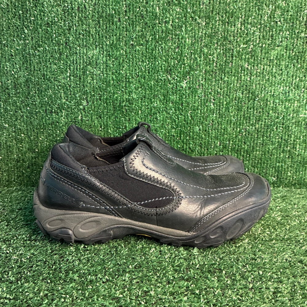 Merrell Opal Black Leather Vibram Comfort Outdoor Walking Slip On Shoes Womens 8